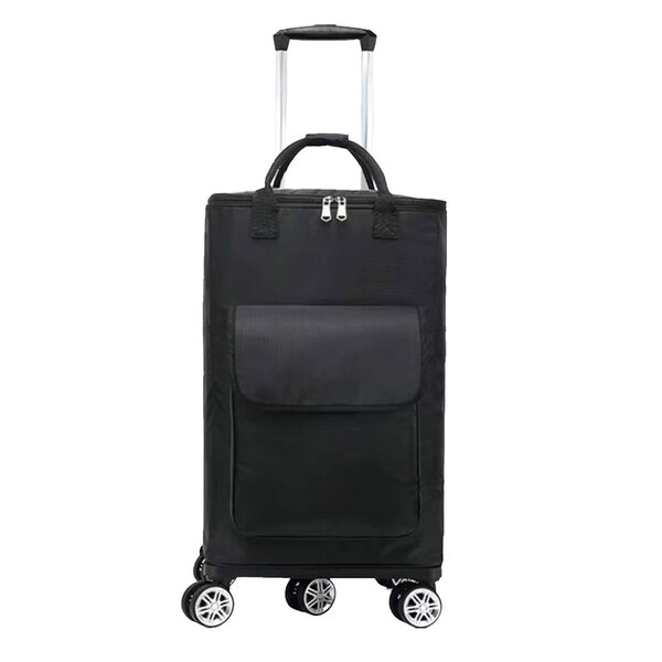 Collapsible Shopping Trolley Cart Bag On Wheels Foldable Adjustable Handle [Colour: Black]