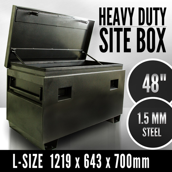 48" Jobsite Tough Box, Site Box Heavy Duty Tool Box Case Chest Storage, Toolbox