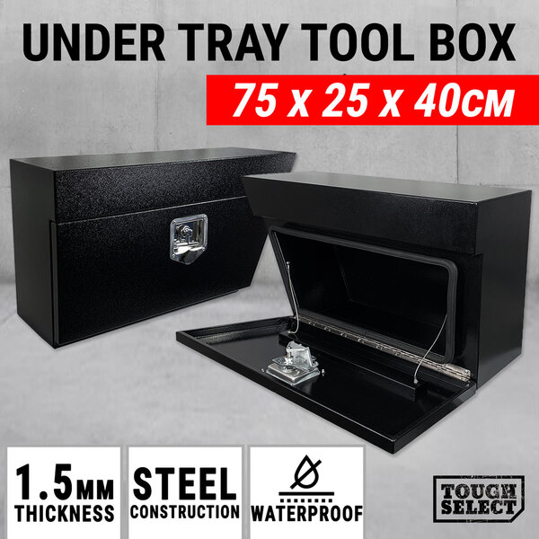 Under Tray Tool Box Pair Set Ute Steel Toolbox Truck Trailer Undertray Underbody [COLOUR: Black Hammerston]