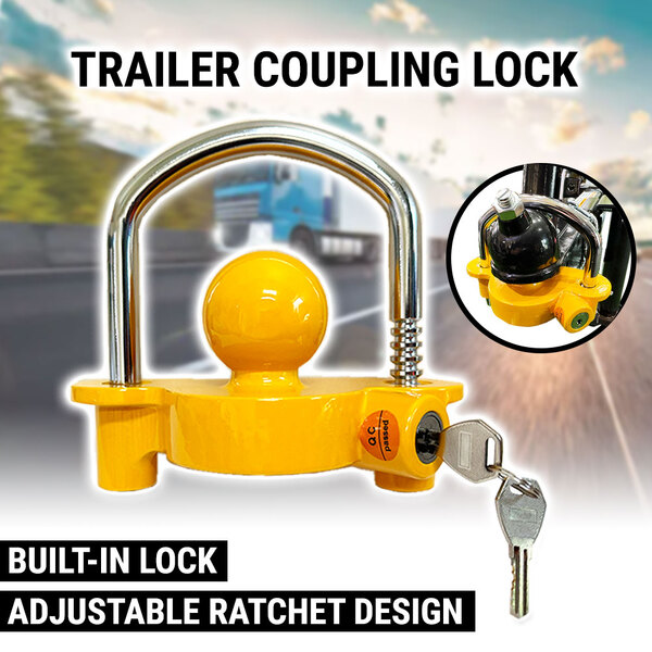 Trailer Coupling Lock, Hitch Security Lock Universal, Camper, Caravan, Boat New