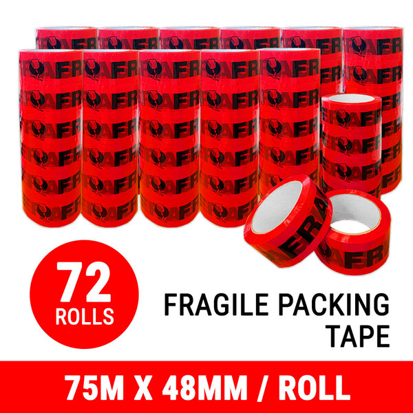 72 Rolls Fragile Tape Packing Packaging Sticky 48MM x 75M Adhesive Sealing