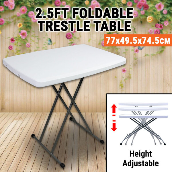 Foldable Trestle Table Height Adjustable Portable Picnic BBQ Camping Party Caravan