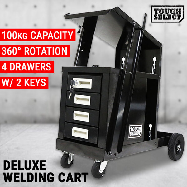 Welding Trolley Cart 4-Drawer Welder Cabinet MIG TIG Tool Plasma Cutter Bench