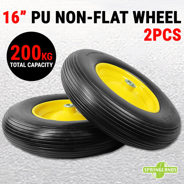 2x 16" PU Solid Wheel Non-flat 200KG Tire Tyre 4.00-8 Garden Cart Trolley Truck