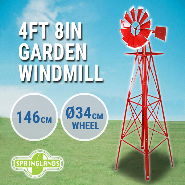 Garden Windmill 4FT 8IN Metal 146cm Decorative Ornamental Outdoor Wind Mill