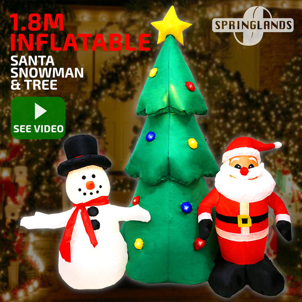 Inflatable Christmas Santa Snowman & Tree 1.8M Xmas Decoration LED Light Outdoor