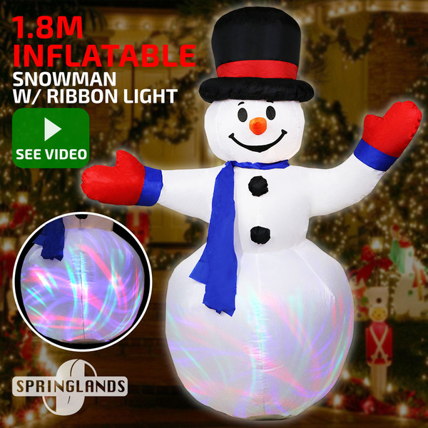 Inflatable Christmas Snowman W/ Ribbon Light 1.8M Xmas Decoration Outdoor Wave