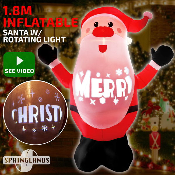 Inflatable Christmas Santa W/ Rotating Light Wave 1.8M Xmas Decoration Outdoor