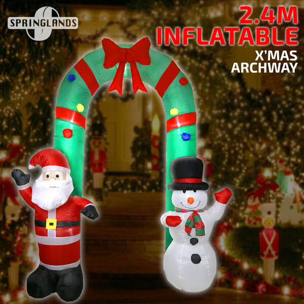Inflatable Christmas Archway Santa Snowman 2.4M Xmas Decor LED Light Outdoor